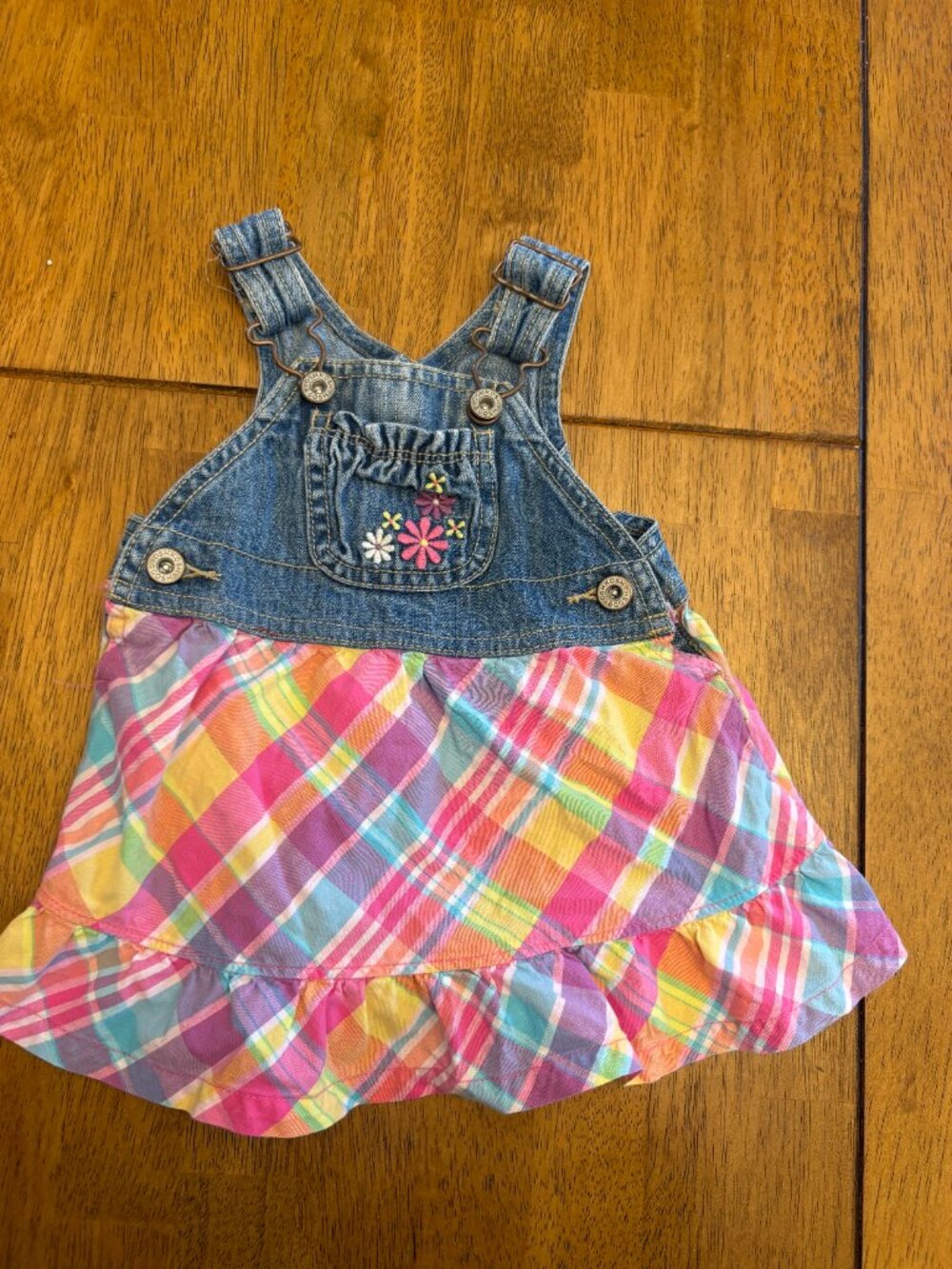 Y2K Oshkosh Denim Baby Girl Overall Dress size 3 month